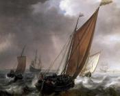 西蒙 德 维里格尔 : A Dutch Ferry Boat Before a Breeze